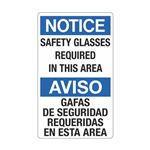 Notice Safety Glasses Required In This Area/Bilingual Sign